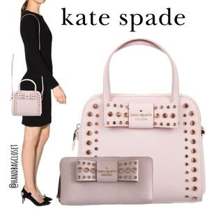 Kate Spade Pink Crystal Davies Merriam Bag and Matchjng Wallet Rare Set
